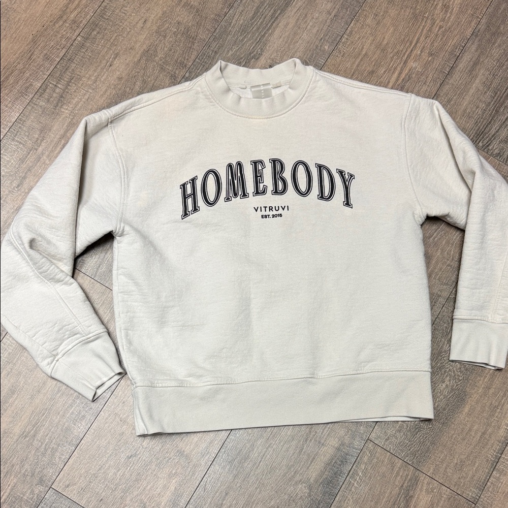 Cotton Homebody Crewneck Sweatshirt - Cream - Thick xs/s oversized